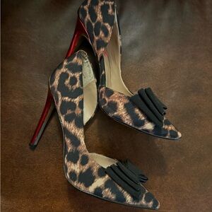 Betsey Johnson Animal Print Heels with Elegant Black Bow